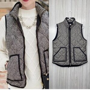 Quilted Full Zip lightweight Herringbone Vest academia preppy quiet luxury Chic